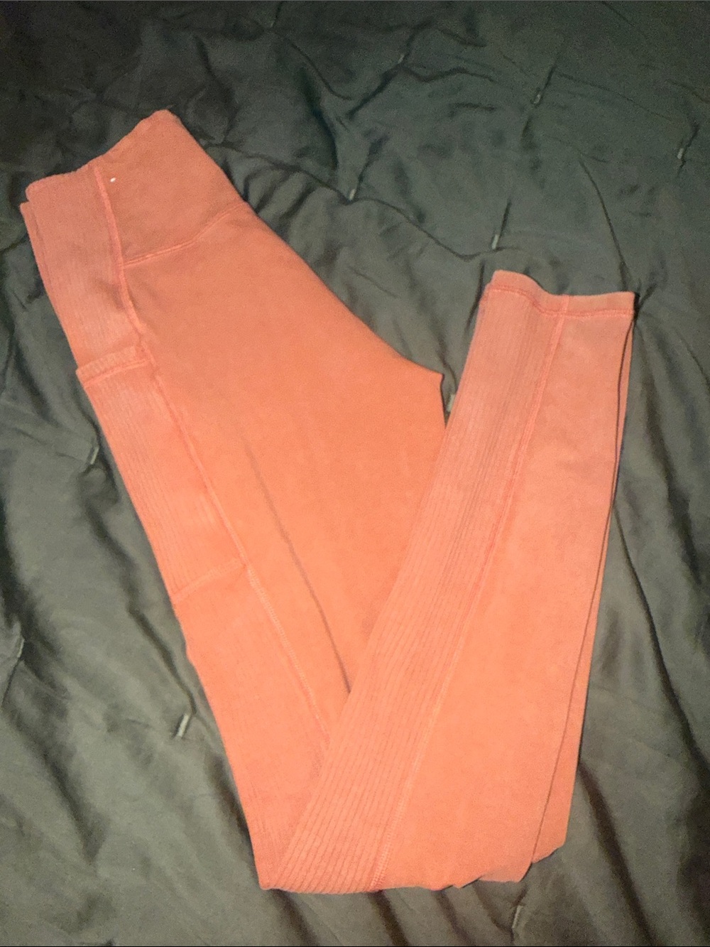 aerie Ribbed High-Waist Leggings in Coral Pink